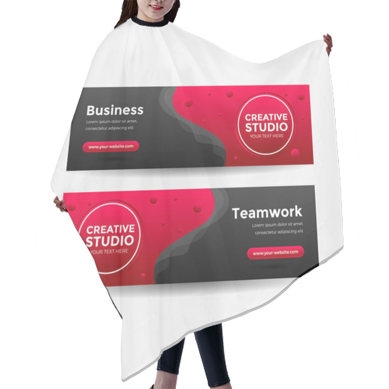 Personality  Business Banner Template Abstract Background Hair Cutting Cape