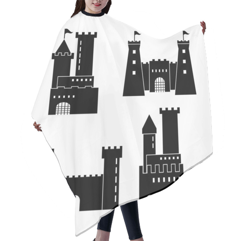 Personality  Castle Icon. Palace Design. Flat Illustration, Vector Hair Cutting Cape