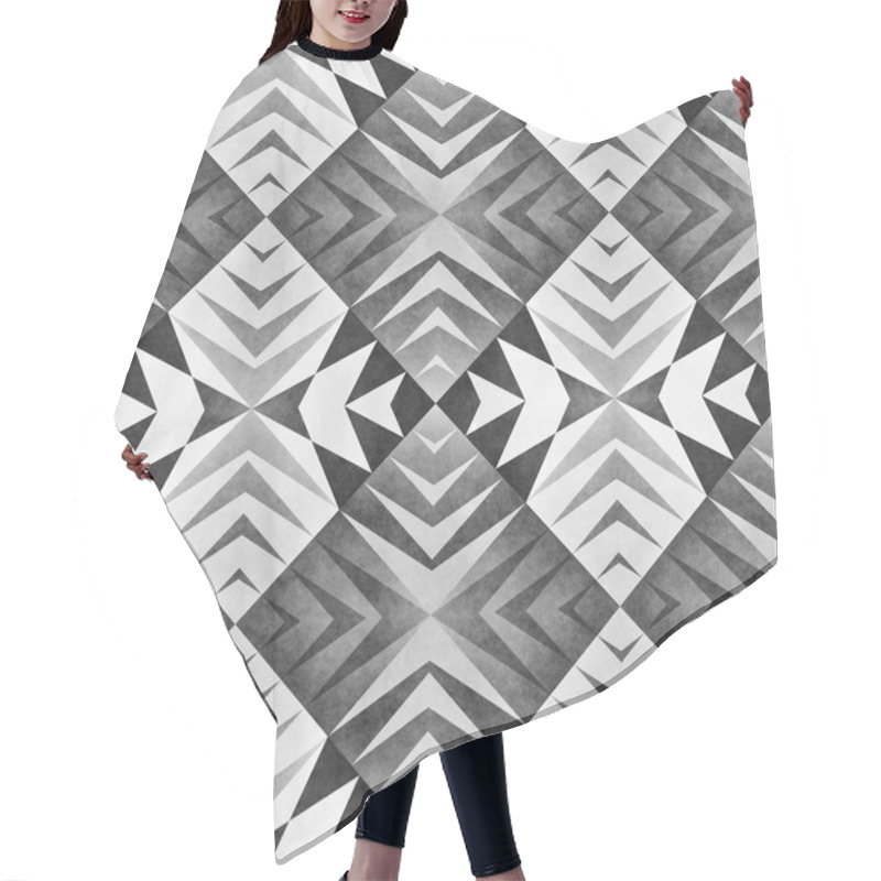 Personality  Monochrome Tribal Seamless Pattern. Aztec Style Abstract Geometric Art Print. Hair Cutting Cape