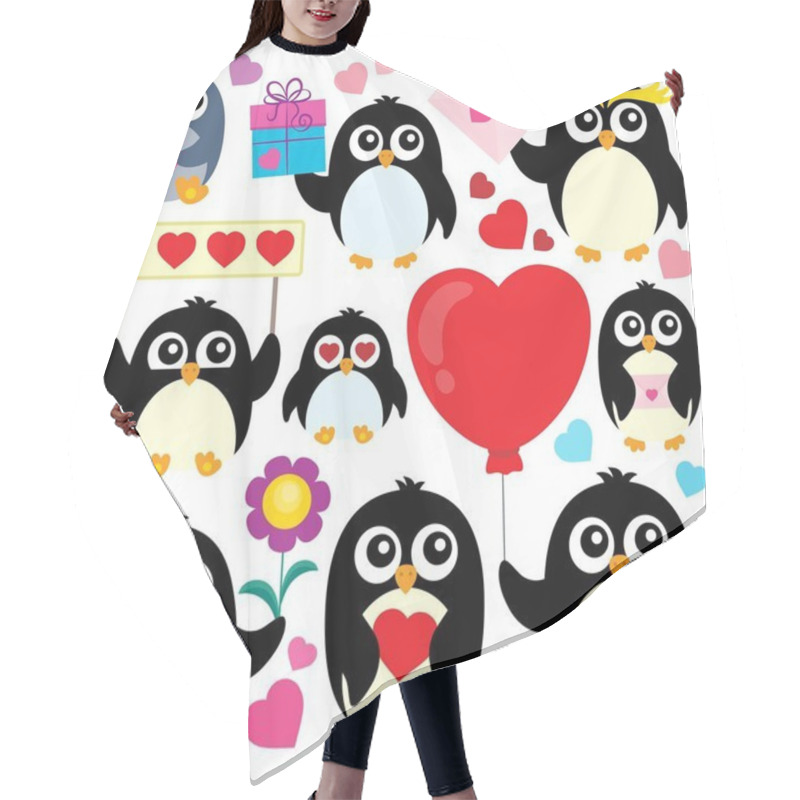 Personality  Valentine Penguins Theme Collection 1 Hair Cutting Cape