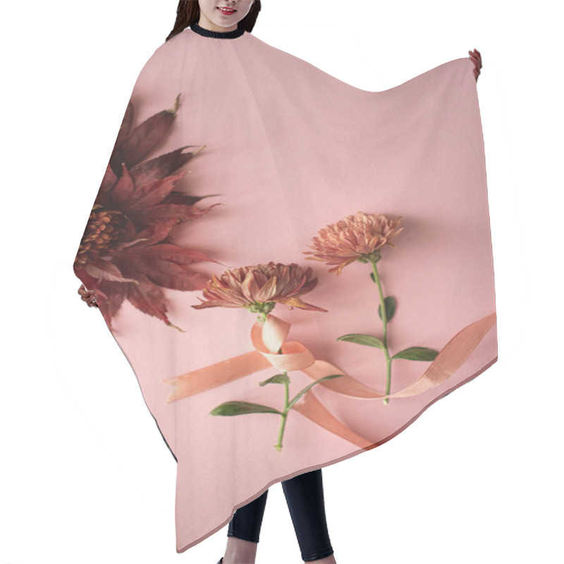 Personality  Delicate Floral Arrangement With Warm Tones And A Soft Pink Background. Hair Cutting Cape