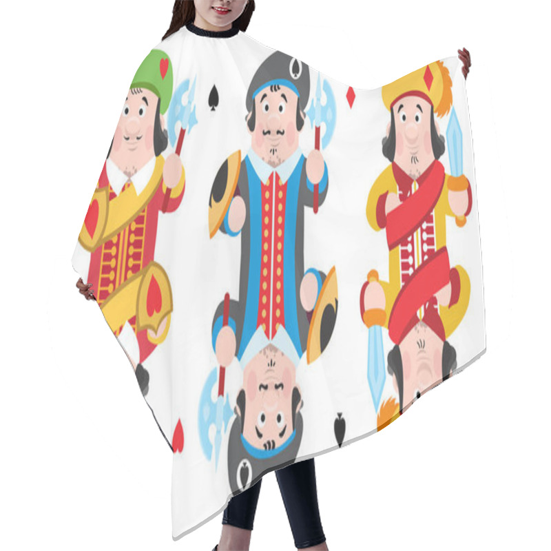 Personality  Cartoon Character For Playing Cards: Jacks Of Hearts, Spades And Diamonds Hair Cutting Cape