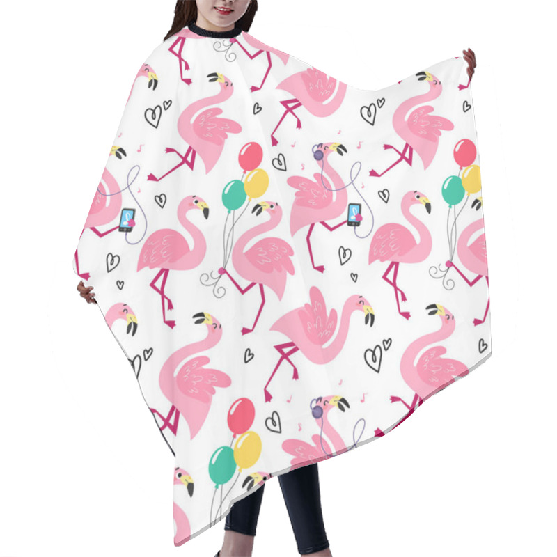 Personality  Summer Seamless Pattern With Flamingos. Hair Cutting Cape