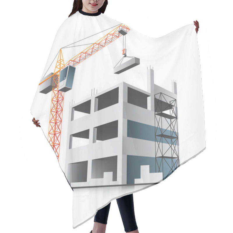 Personality  Building Construction With Crane Hair Cutting Cape