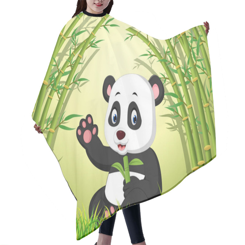 Personality  Two Cute Panda In A Bamboo Forest Hair Cutting Cape