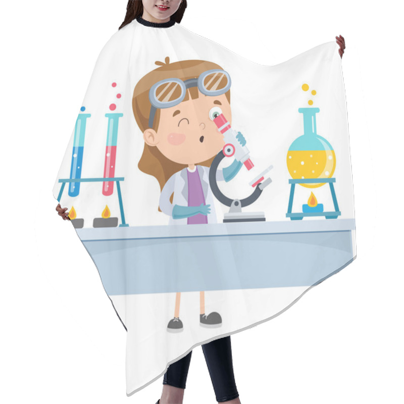 Personality  Little Student Doing Chemical Experiment Hair Cutting Cape