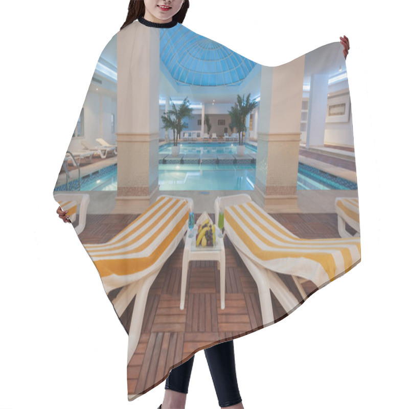 Personality  Indoor Pool At A Luxury Hotel Hair Cutting Cape