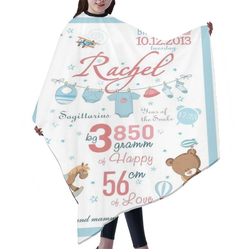 Personality  Cartoon Template Of Baby Birth Certificate Hair Cutting Cape