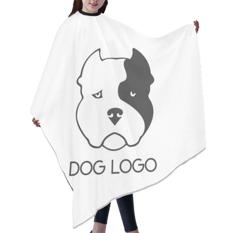 Personality  Dog Logo. Dog Face With Black Spot For Design On White Background. Vector. Hair Cutting Cape