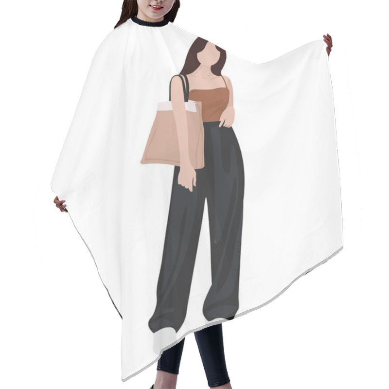 Personality  Fashionable Girl In Stylish Clothes, Vector Illustration On A White Background Hair Cutting Cape