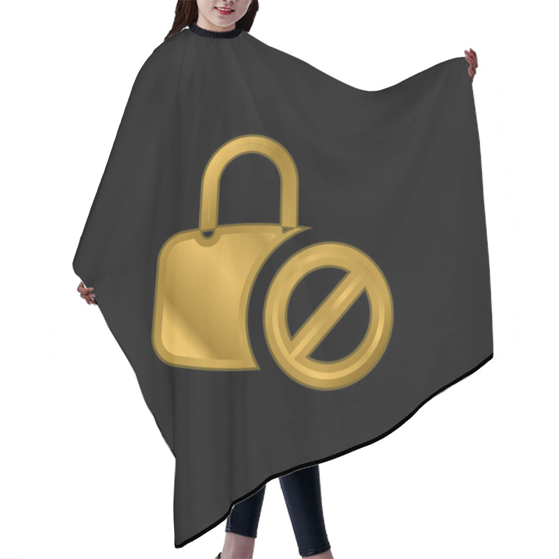 Personality  Blocked Gold Plated Metalic Icon Or Logo Vector Hair Cutting Cape