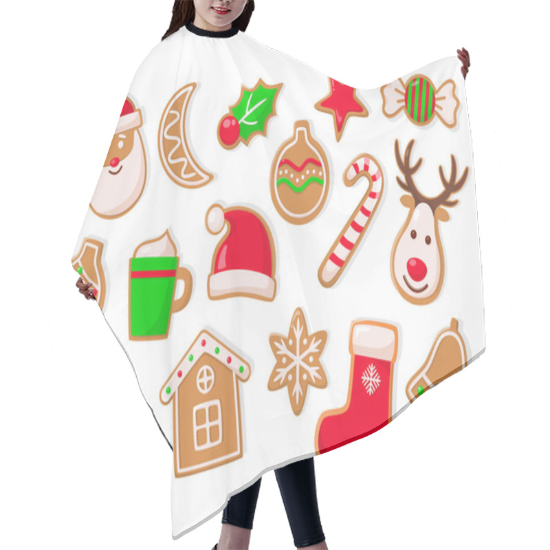 Personality  Gingerbread Man And Baubles Ball And Stars Set Hair Cutting Cape