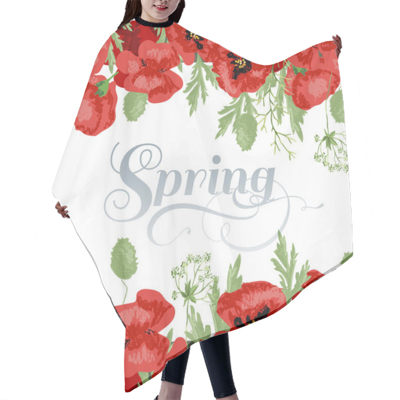 Personality  Spring Background With Poppies Hair Cutting Cape