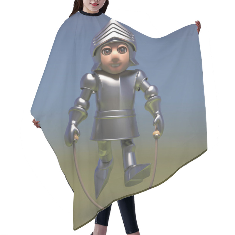 Personality  Heroic Medieval Knight In Armour Skipping With A Skipping Rope, 3d Illustration Hair Cutting Cape