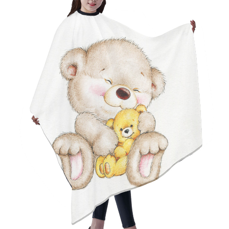 Personality  Teddy Bear With Baby Bear Hair Cutting Cape