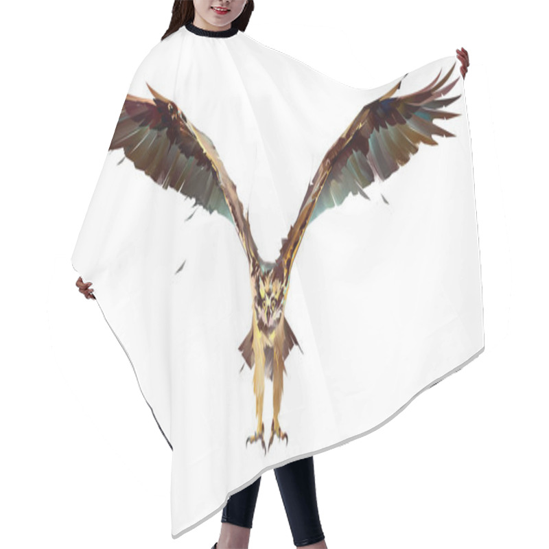 Personality  Painted Bird Osprey In Flight On A White Background Hair Cutting Cape