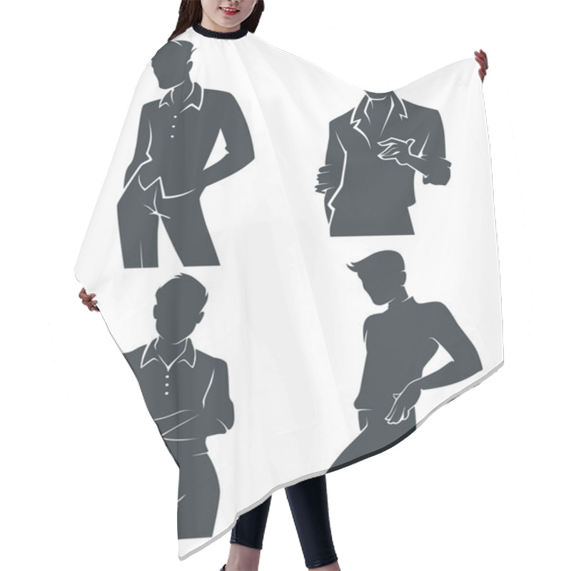 Personality  Silhouettes Of Fashionable Handsome Man Hair Cutting Cape