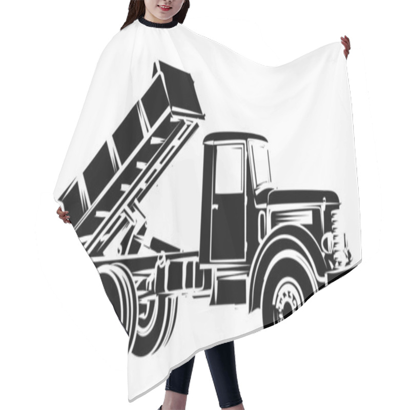 Personality  Sketch Of The Big Old Dump Truck. Hair Cutting Cape