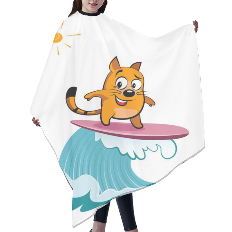 Personality  Surfing Cat. Holiday At The Seaside Hair Cutting Cape