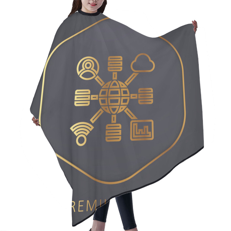 Personality  Big Data Golden Line Premium Logo Or Icon Hair Cutting Cape