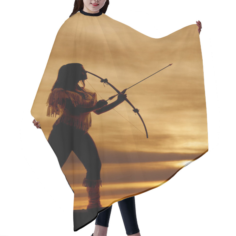 Personality  Silhouette Native With A Bow Hair Cutting Cape