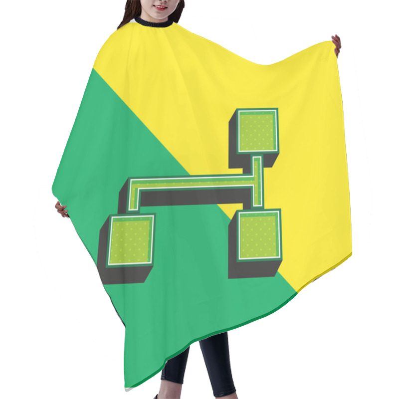 Personality  Block Scheme Of Three Black Squares Green And Yellow Modern 3d Vector Icon Logo Hair Cutting Cape