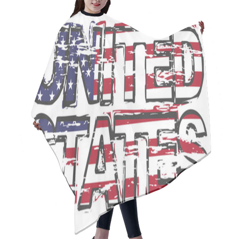 Personality  Text UNITED STATES With American Flag Under It, Distressed Grung Hair Cutting Cape