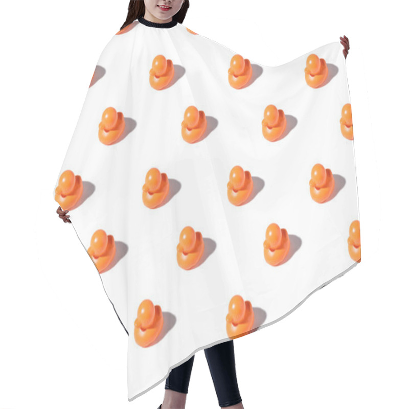 Personality  Seamless Pattern Of Cute Orange Rubber Ducks With Shadows On White  Hair Cutting Cape