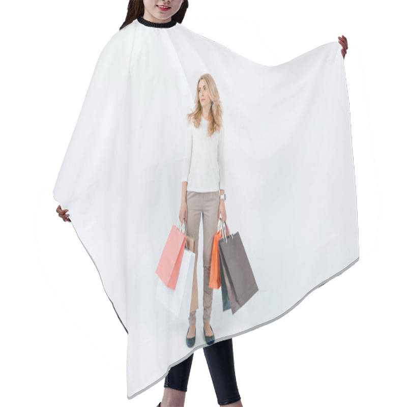 Personality  Woman With Shopping Bags  Hair Cutting Cape