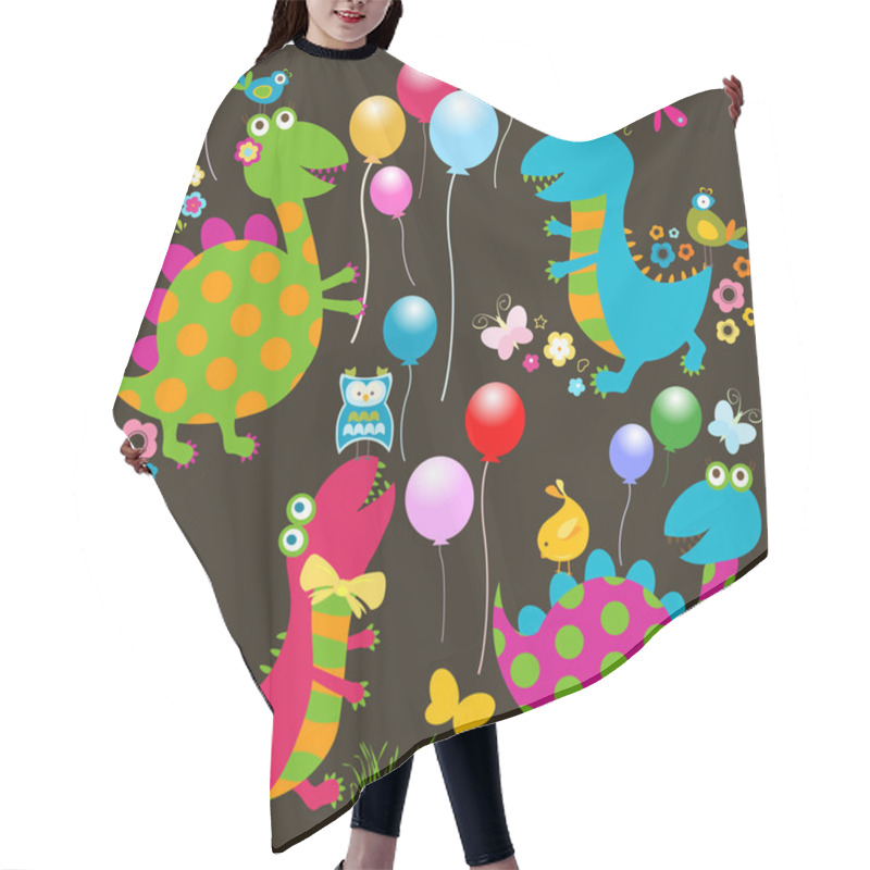 Personality  Happy Dinosaurs Card Hair Cutting Cape