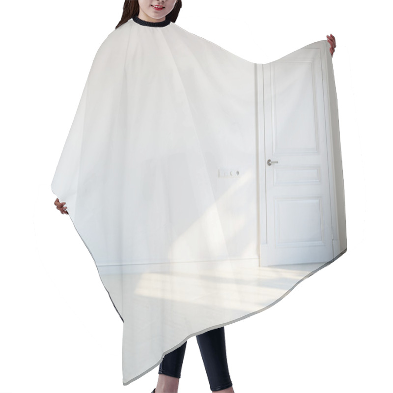 Personality  White Empty Interior With White Door And Sunlight Hair Cutting Cape