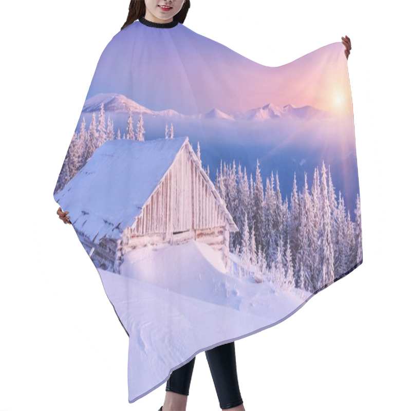 Personality  Sunrise In Winter Mountain Hair Cutting Cape