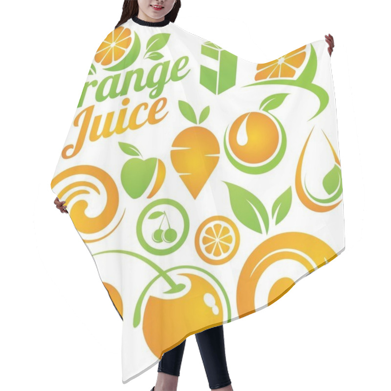 Personality  Set Of Fruit And Juice Icons, Symbols, Labels And Design Elements Hair Cutting Cape