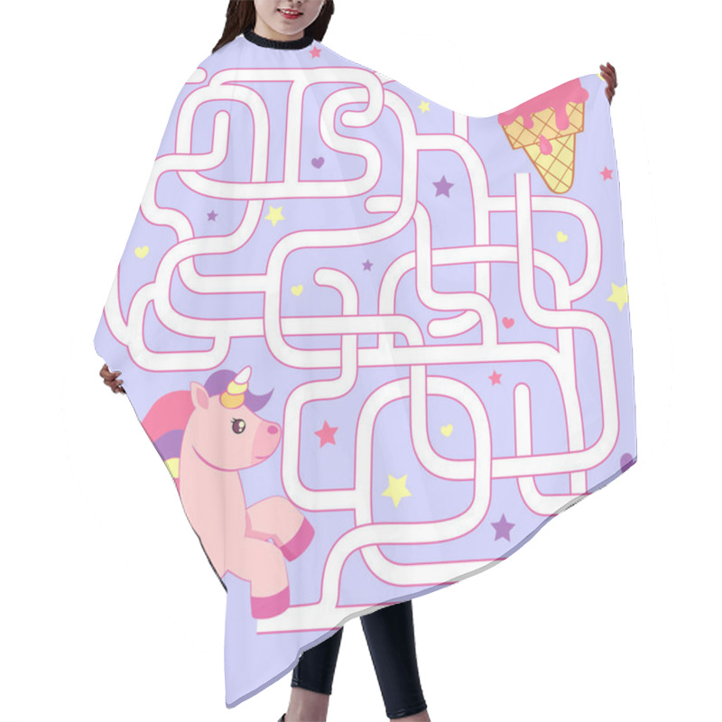 Personality  Help Unicorn Find Path To Ice Cream. Labyrinth. Maze Game For Kids Hair Cutting Cape