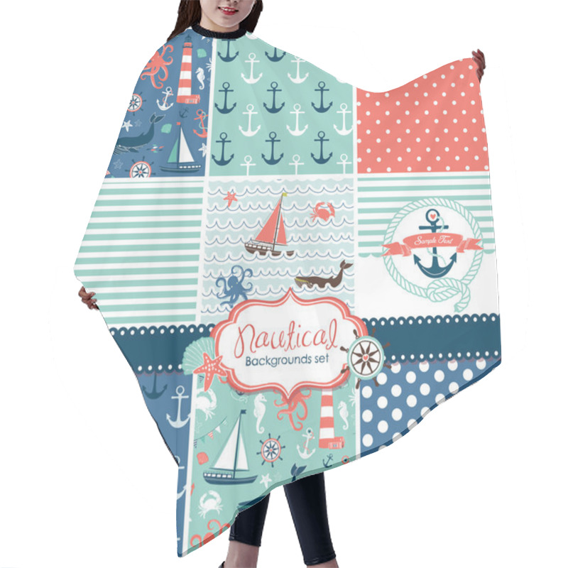 Personality  Set Of 9 Nautical Backgrounds Hair Cutting Cape