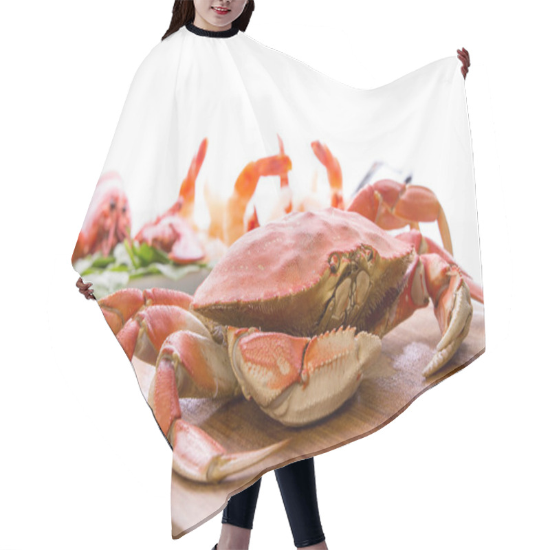 Personality  Prepearing Dungeness Crab And Red Lobster Hair Cutting Cape