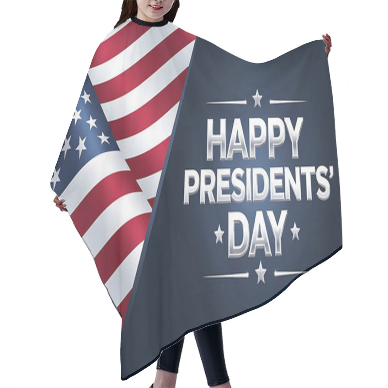 Personality  A Banner With Text Happy Presidents Day With American Flags Hair Cutting Cape