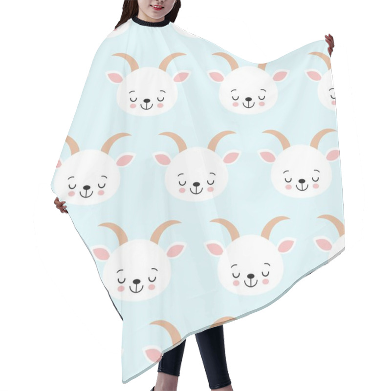 Personality  Cute Cool Seamless Pattern Baby Animals Farm Goat . Pattern Suitable For Posters, Postcards, Fabric Or Wrapping Paper. Hair Cutting Cape