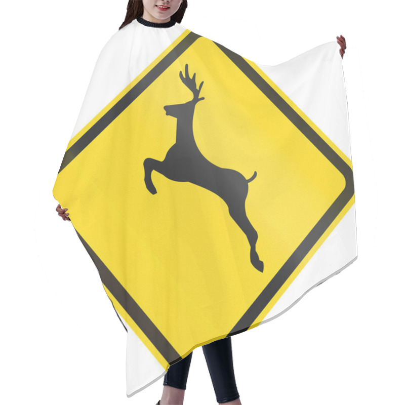 Personality  Deer Crossing Warning Sign Used In Brazil Hair Cutting Cape