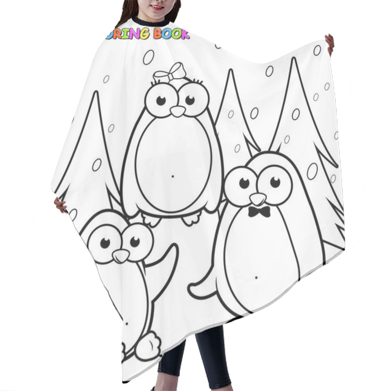 Personality  Snowy Landscape With Penguins On Ice Hair Cutting Cape