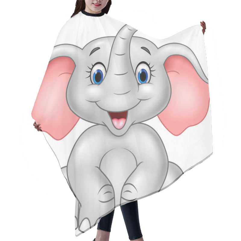 Personality  Cartoon Cute Baby Elephant Isolated On White Background Hair Cutting Cape