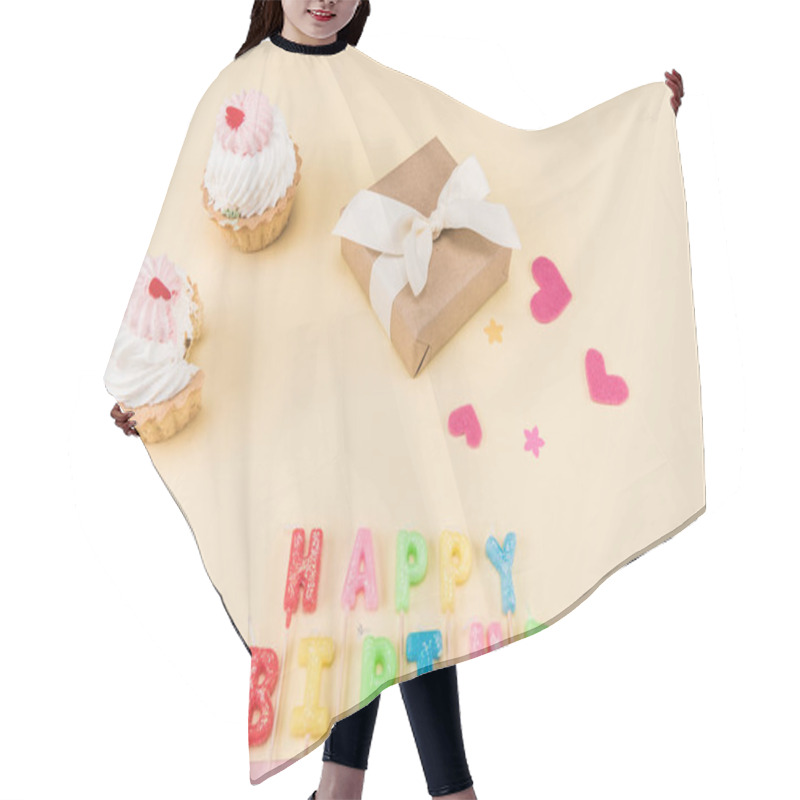 Personality  Happy Birthday Lettering And Cakes  Hair Cutting Cape