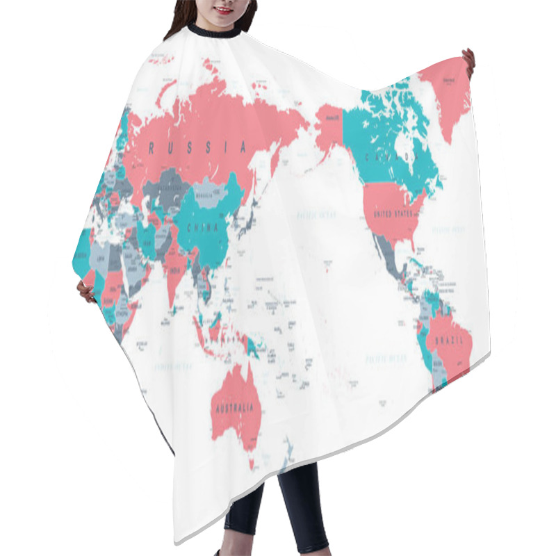 Personality  Political World Map Pacific Centered Hair Cutting Cape