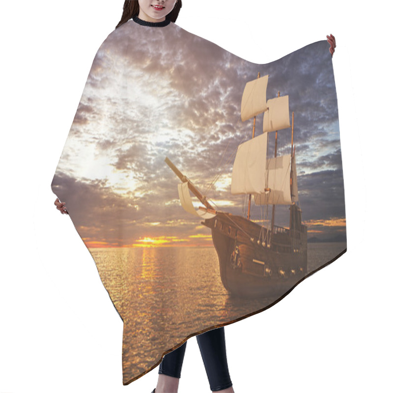 Personality  Ancient Ship In The Sea Hair Cutting Cape