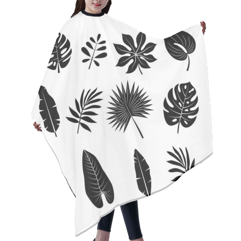 Personality  Tropical Leaves Silhouettes Set. Jungle Palm Leaves Collection. Hair Cutting Cape