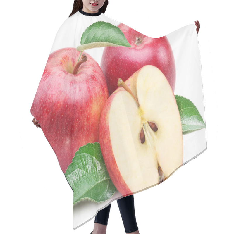 Personality  Red Apple With Leaf And Slice. Hair Cutting Cape