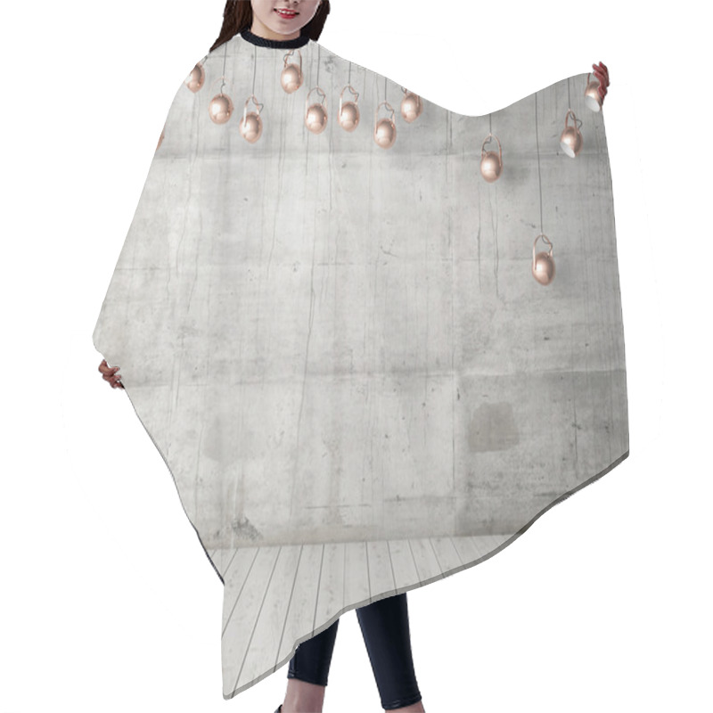 Personality  Concrete Empty Wall With Light Bulbs, Background, Hair Cutting Cape