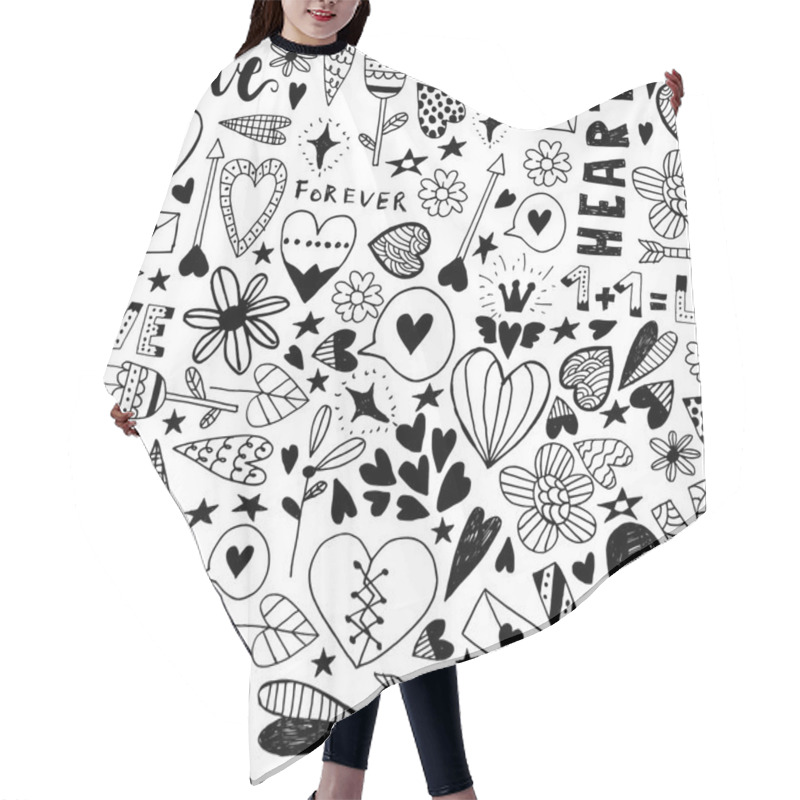 Personality  Cartoon Valentines Day Seamless Pattern. Hair Cutting Cape