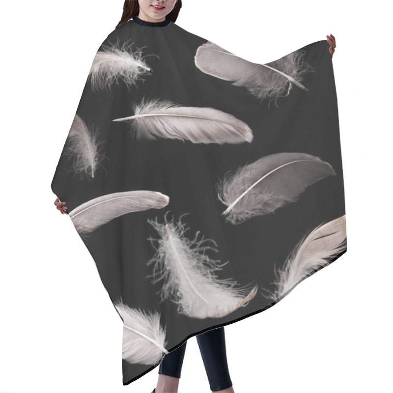 Personality  Collage Of Feathers On Black Background Hair Cutting Cape