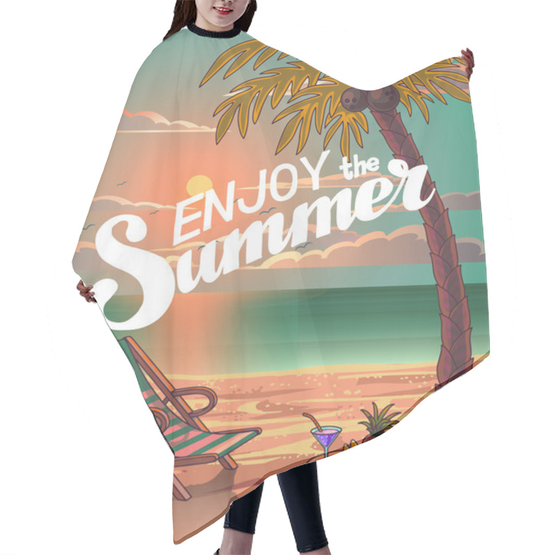 Personality  Summer Beach Lettering  Hair Cutting Cape